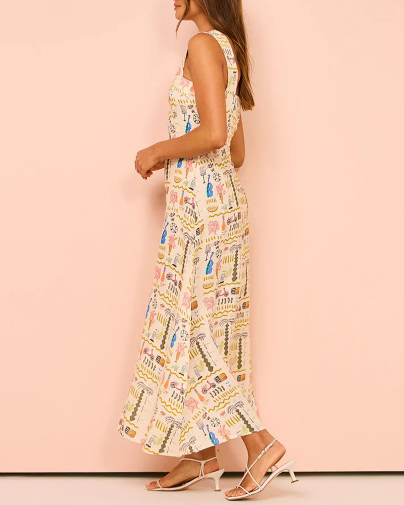 Casual suspender vacation zipper dress